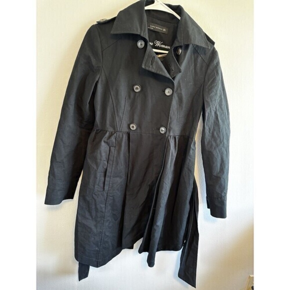 Zara Black Double-Breasted Trench Coat Blazer